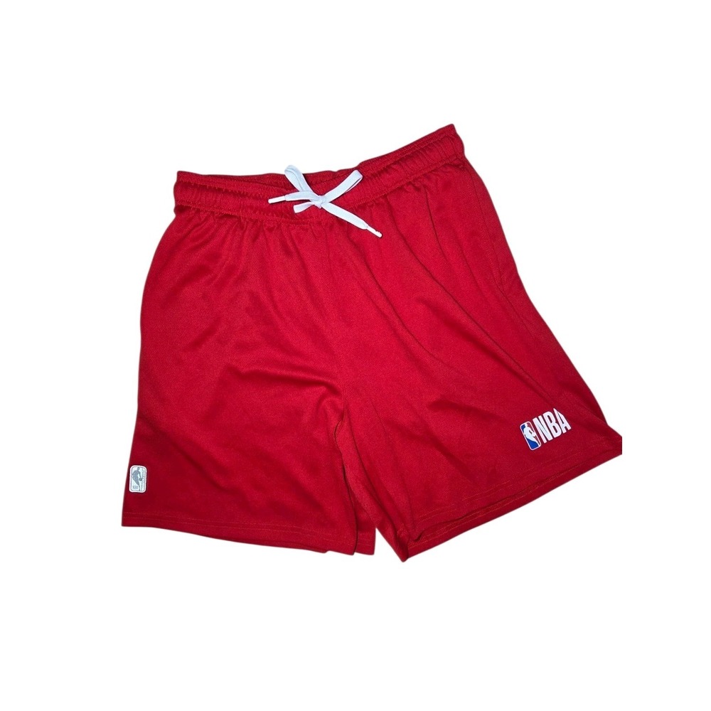 Men's NBA Red Basketball Shorts Logo M/L‎ Drawstring 7" Inseam
